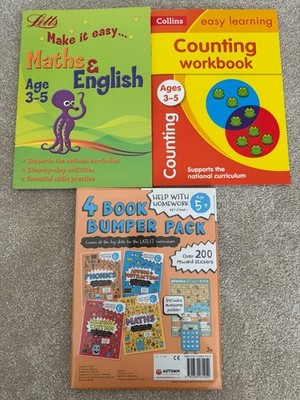6 x Lernbücher Letts Mathe Englisch Collins Zählen Phonetik Mathe Lesen