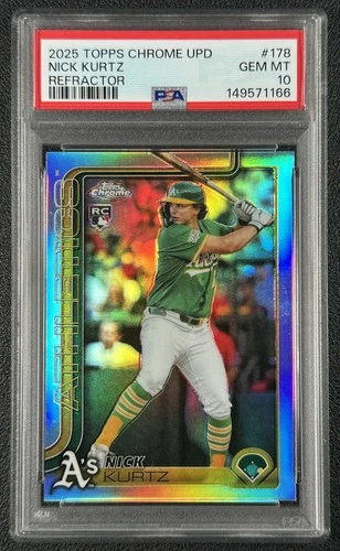 NICK KURTZ PSA 10 2025 TOPPS CHROME UPDATE #USC178 ROOKIE REFRACTOR RC 1166