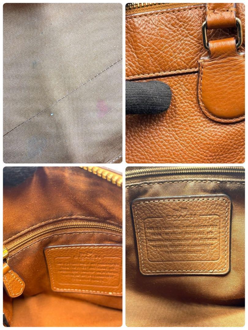 Coach shoulder bag mini boston 2way leather brown women's