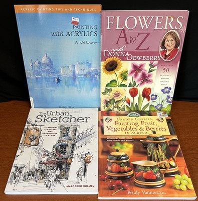 Flowers A to Z with Donna Dewberry + 3 more books on acrylic painting