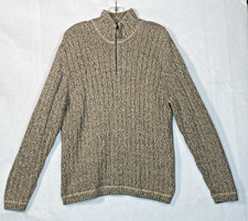 Eddie Bauer 1/4 Zip Sweater Mens XL Gray 100 Cotton Pullover Long Sleeve Heavy