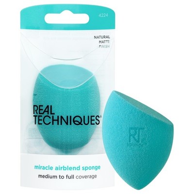Real Techniques Miracle Airblend Sponge, Matte 1 Count (Pack of 1), Blue 