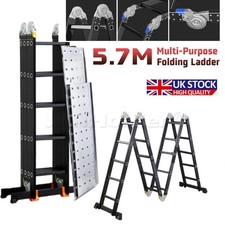 5.7M Folding Combination Ladder Multi-Purpose Ladder Extendable Steps 4x5 Rungs