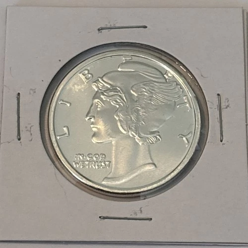 1 Oz. Silver .999 Fine Round Mercury Dime Design