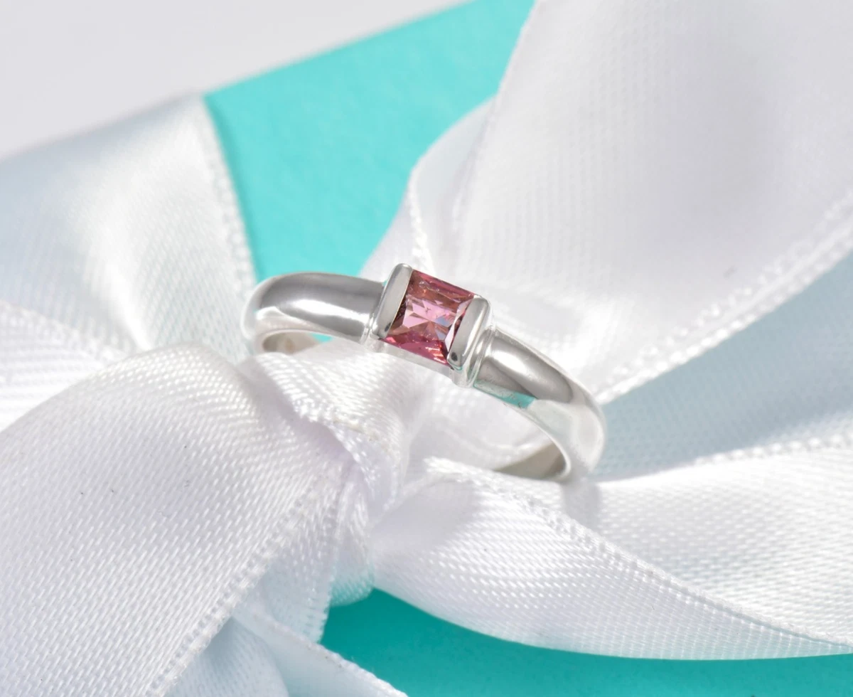 Tiffany & Co. Sterling Silver Pink Ring Gemstone Fine Rings for