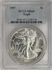 1987 American Silver Eagle ASE Dollar PCGS MS69..999 Fine Silver Bullion