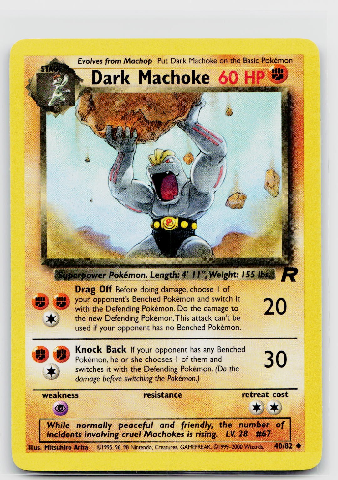 Dark Machoke Unlimited 40/82 Team Rocket Uncommon DMG