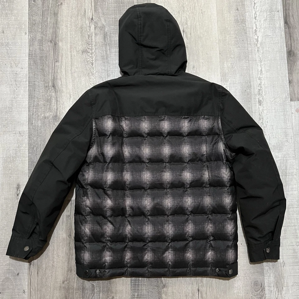 Pendleton Black Shadow Plaid Hooded Duck Down Water Puffer Ski Snow Jacket M - Image 2 of 4
