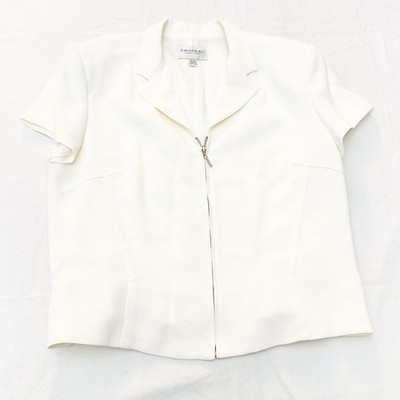 Emanuel Ungaro Fully Lined Cream Zippered Rayon Blazer Jacket Size 16 / 50 NWT 