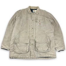 VTG Carhartt CQ6521 Brown Traditional Barn Quilt-Lined Chore Jacket, XLT (CB951)