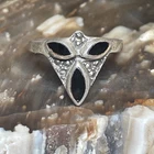 Sterling Silver Onyx And Marcasite Triangle Ring Vintage Size 7