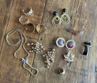 10 Pc Gold Tone Jewelry Lot Earrings Necklace Brooch Ring Trifari Anne Klein 90s