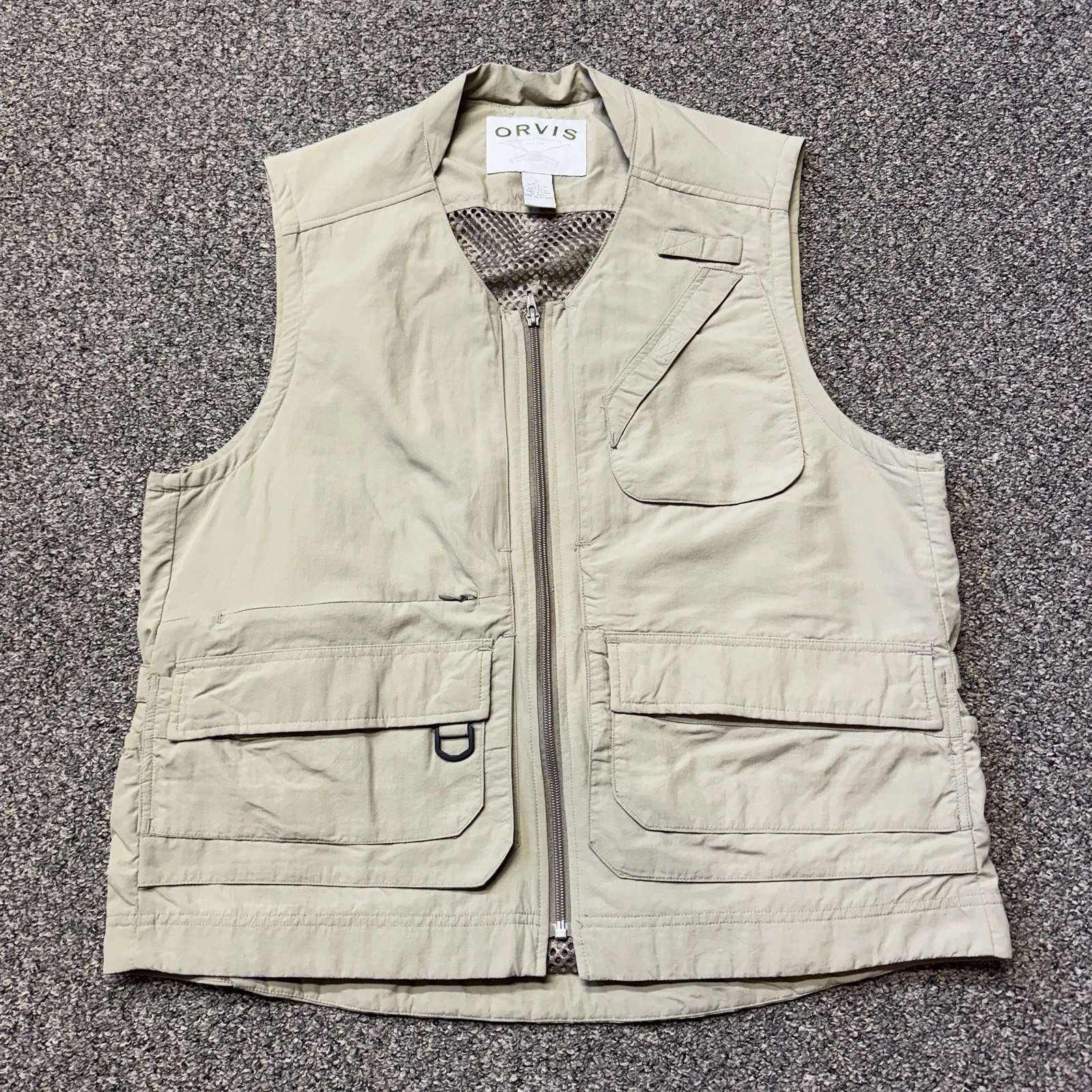 Orvis Men’s Size Large Tan Utility Pockets Fly Fishing Outdoor Vest Safari
