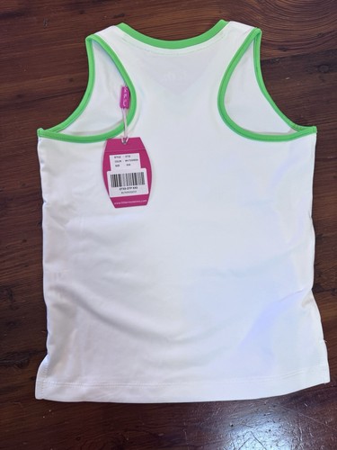 Little Miss Tennis Girls Size 5-6 V Neck White Athletic Tank Top NWT - Picture 2 of 8