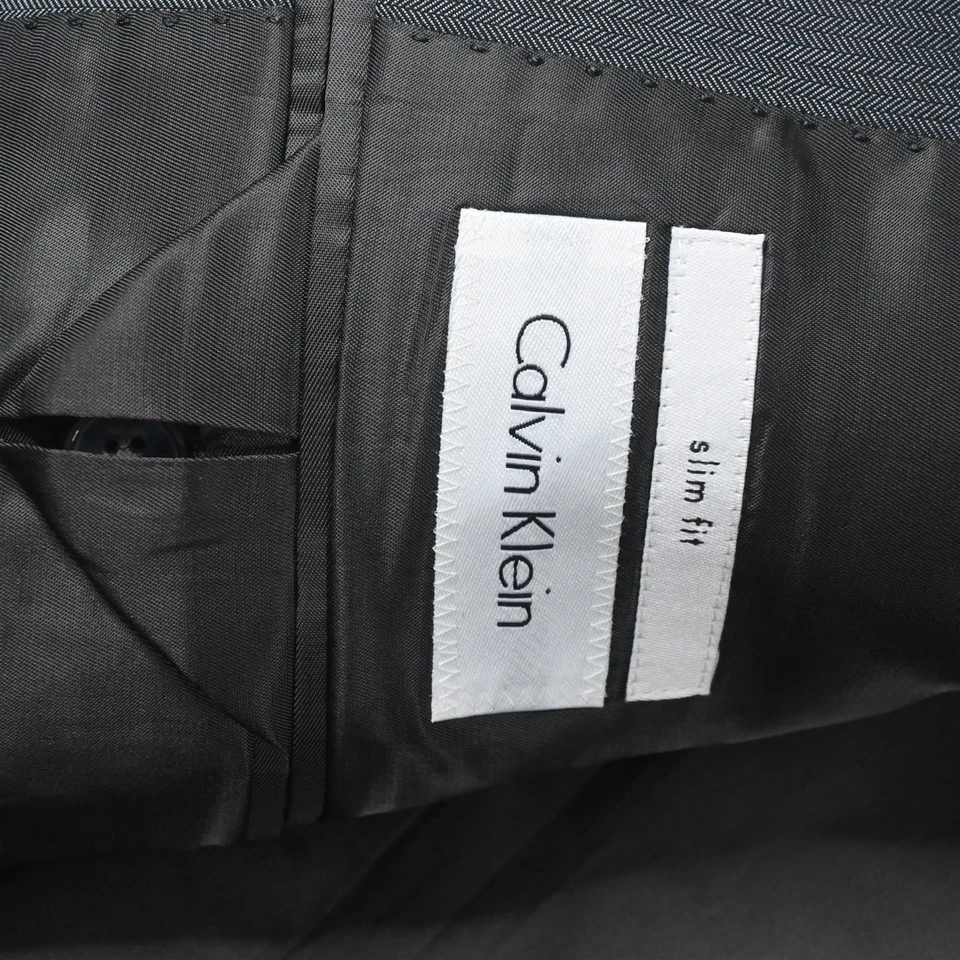 Calvin Klein 36R 32x30 Gris Plateado Espiga Hombres Chaqueta Pantalones Traje Foto 4 de 4