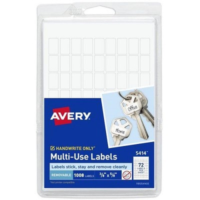 Removable Multi-Use ID 3/8x5/8in labels White Removable 72-up 14-sheets 1008/PK