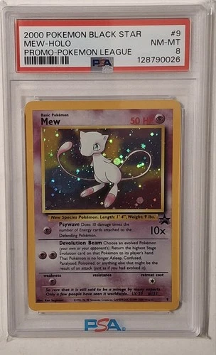 2000 POKEMON PROMO BLACK STAR POKEMON LEAGUE #9 MEW HOLO PSA 8 Vintage