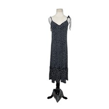 ModCloth black white polka dots tie shoulder midi dress size small