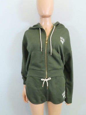 CELINE Olive Green Cream Full-Zip Hoodie Sweatshirt Size XS | eBay