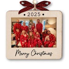 2025 Christmas Ornament Picture Frame - Wooden Landscape Photo Frame Ornament...