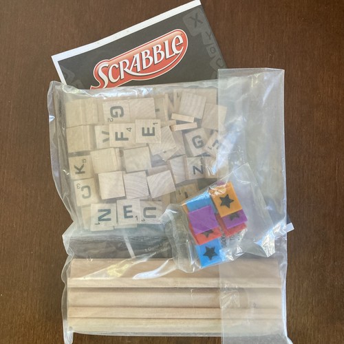 GENUINE SCRABBLE BOARD GAME 100 LETTER TILES, POWER TILES with BAG, RACKS ~ NEW - Picture 1 of 2