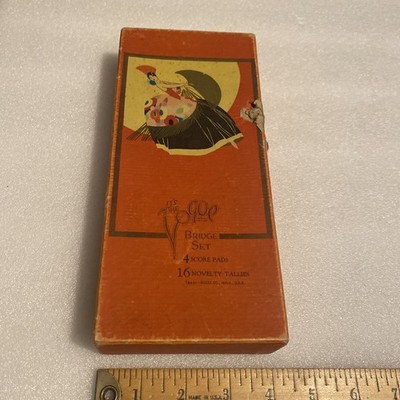 VINTAGE ART DECO BRIDGE TALLEY SET IN BOX ''IT'S THE VOGUE'' BUZZA CO.