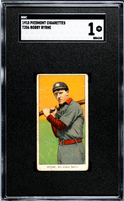 1910 T206 Bobby Byrne Piedmont SGC 1 Baseball Card 350 /25