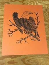 Jonathan Fisher Eagle Woodcut, 1967 First Edition Authorized Reproduction Print