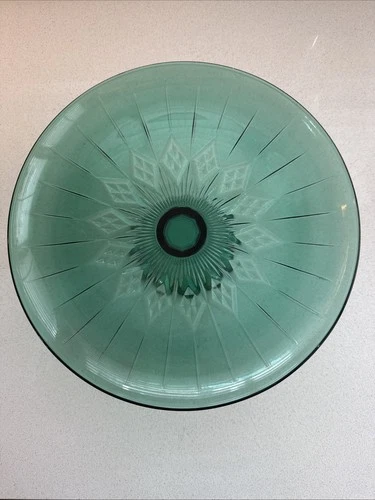 Large Green Vintage Emerald Green Pedestal Serving Cake Plate Anchor Hocking