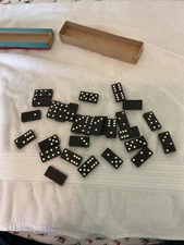 Vintage Set of 28 Dominoes by Halsam Complete Dragons original box