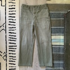 Vintage 40s 50s Military Chinos Pants OD Green 29x27