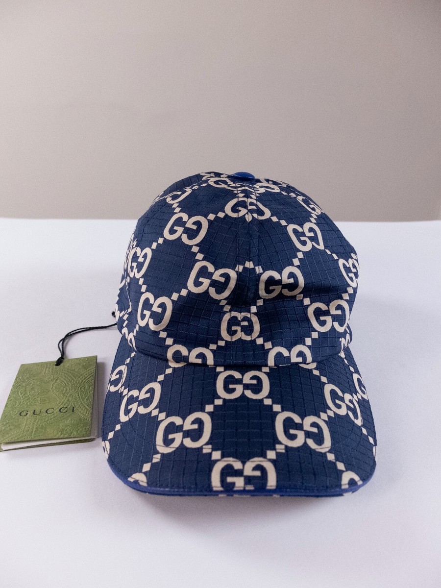 GUCCI Ripstop blue monogram Web nylon baseball cap Size 58 GUCCI Ripstop blue monogram Web nylon baseball cap Size 58