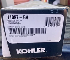 Kohler K-11897-BV Purist 48" Grab Bar Accessory - Vibrant Brushed Bronze