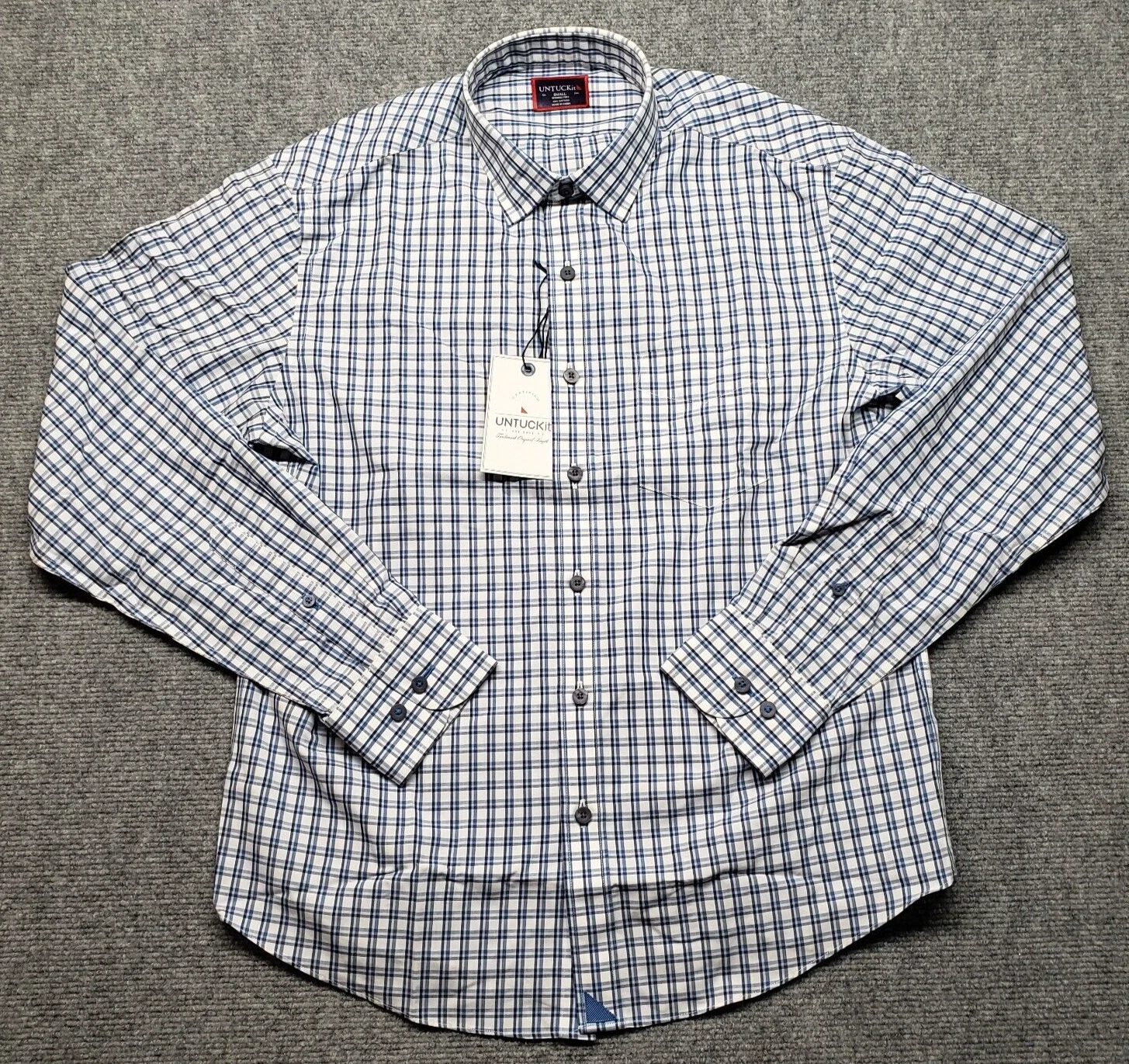 UNTUCKit Lawer Shirt Mens S Blue Long Sleeve Button Up Wrinkle Free Cotton New