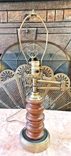 Vintage Wood Metal Swing Arm Desk Table Lamp Working MCM Mid Century Decor