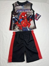 Boy's Kid's Toddler Marvel Ultimate Spiderman 2 Piece Tank Shorts Set Size 2T