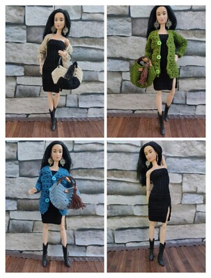 Kleid + Strickjacke + Tasche für Barbie. kleines Geschenk erhalten