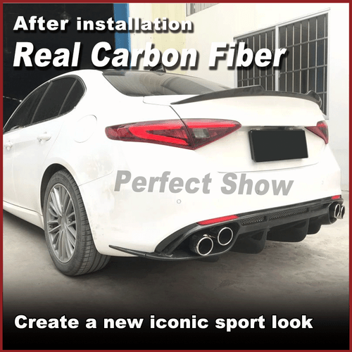For Alfa Romeo Giulia Base 952 2017-20 REAL Carbon Rear Bumper Diffuser Spoiler - Bild 3 von 14