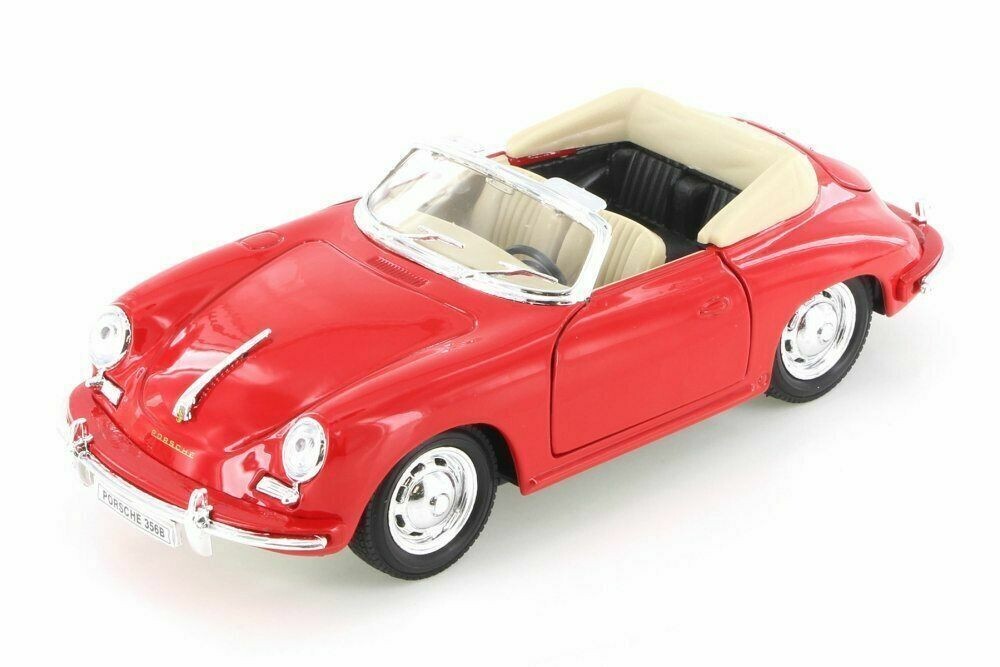 Porsche 356 356B Convertible 1/24 Scale Diecast Metal Model by Welly - Red