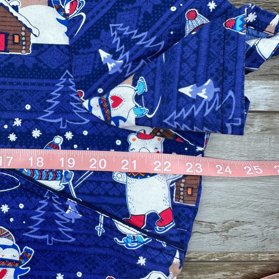 XL Cherokee Scrub Top Azul Navidad Osos Invierno Enfermera Médica Foto 3 de 4