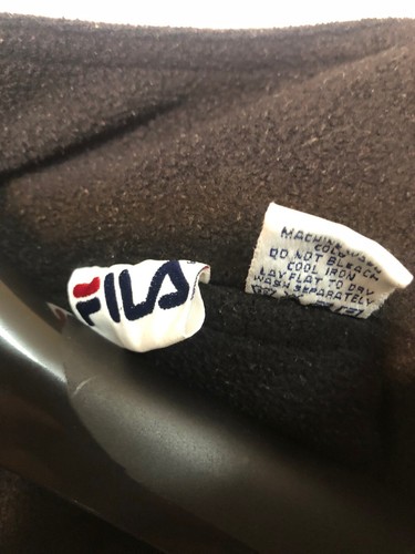 Vintage FILA Mens Small Pullover 1/4 Zip Sweater Gray Spell Out Logo Streetwear - Picture 2 of 7
