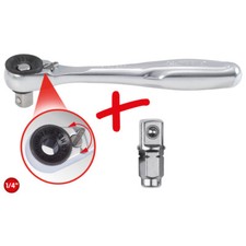 KS TOOLS 1/4" Bit-Umschalt-Knarre mit Steckadapter für Stecknüsse Ratsche knarre