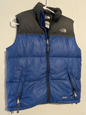 The North Face Boys Down 600 Puffer Vest Size Large Blue Black