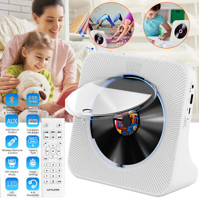 Tragbar CD Player mit Bluetooth HiFi Lautsprecher Fernbedienung AUX/USB FM-Radio