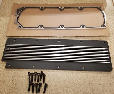 LS Gen 4 Finned Top Valley Cover Black Billet Aluminum DOD & Gasket & Hardware