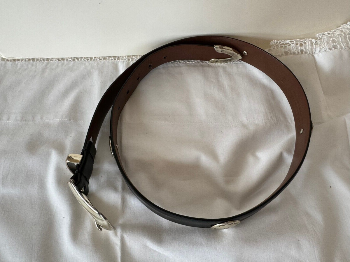 Genuine Leather Womens Black Concho Belt Sz 34 Argentina  display picture 2