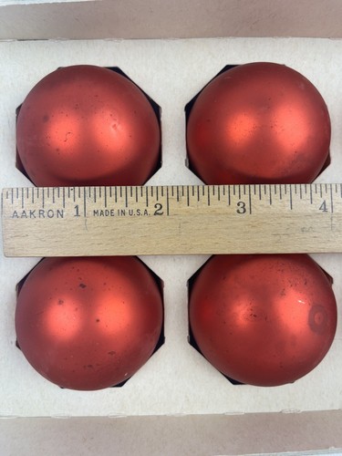 VINTAGE MR CHRISTMAS BOX OF 12 RED GLASS CHRISTMAS ORNAMENTS 2 INCHES DECOR TREE - Bild 8 von 12