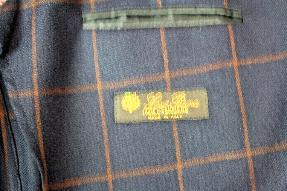 Куртка блейзер мужская LORA PIANA полностью кашемировая темно-синяя с красным оконным стеклом 42 - Изображение 3 из 4