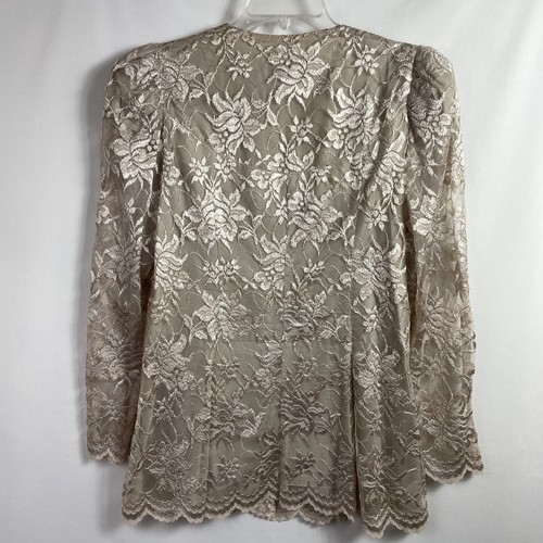 Blusa De Colección Cachet Bari Protas Mujer 13/14 Encaje Estrás Botones Perla Cuentas - Imagen 7 de 19