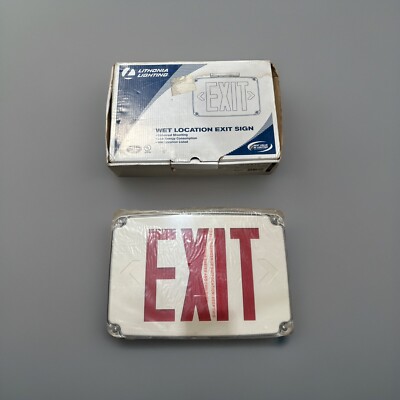  Lithonia WLTE W  2 R, White LED Exit Sign Red Letters Wet Loc Double Sided 